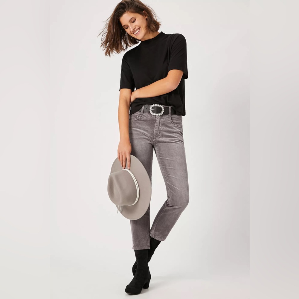 Pilcro Anthropologie High Rise Slim Straight Corduroy Pants Smoke Grey Size 27